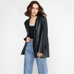 J.ING Black Super Soft Faux/Vegan Leather Blazer - Size S